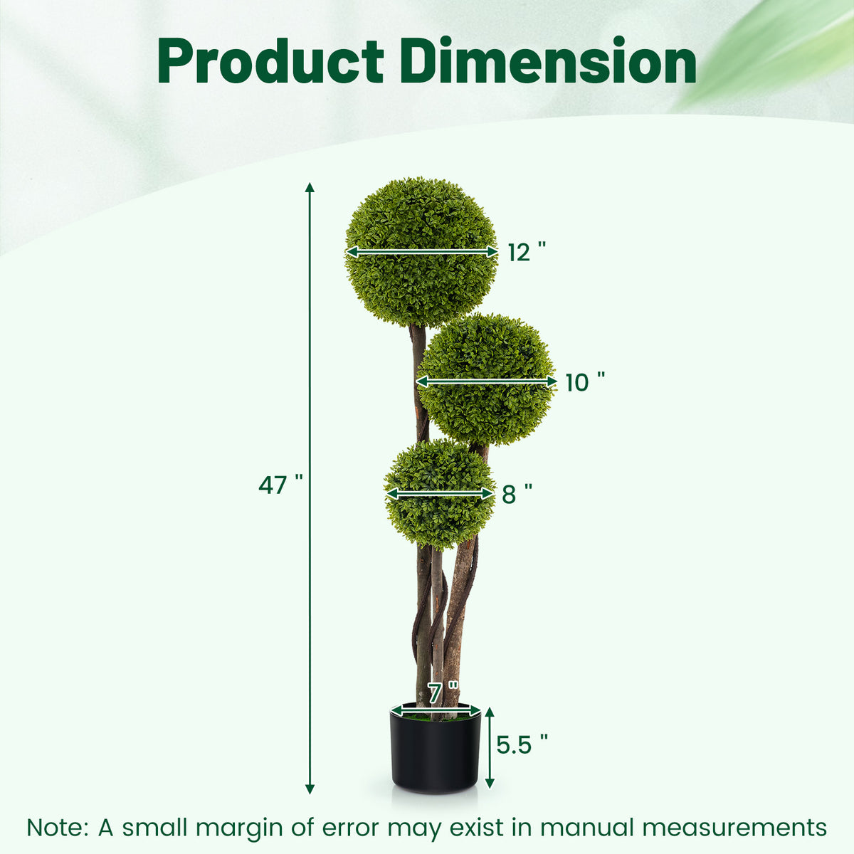 Artificial Boxwood Topiary Ball Tree in Weighted Pot - 4 FT with Triple Balls