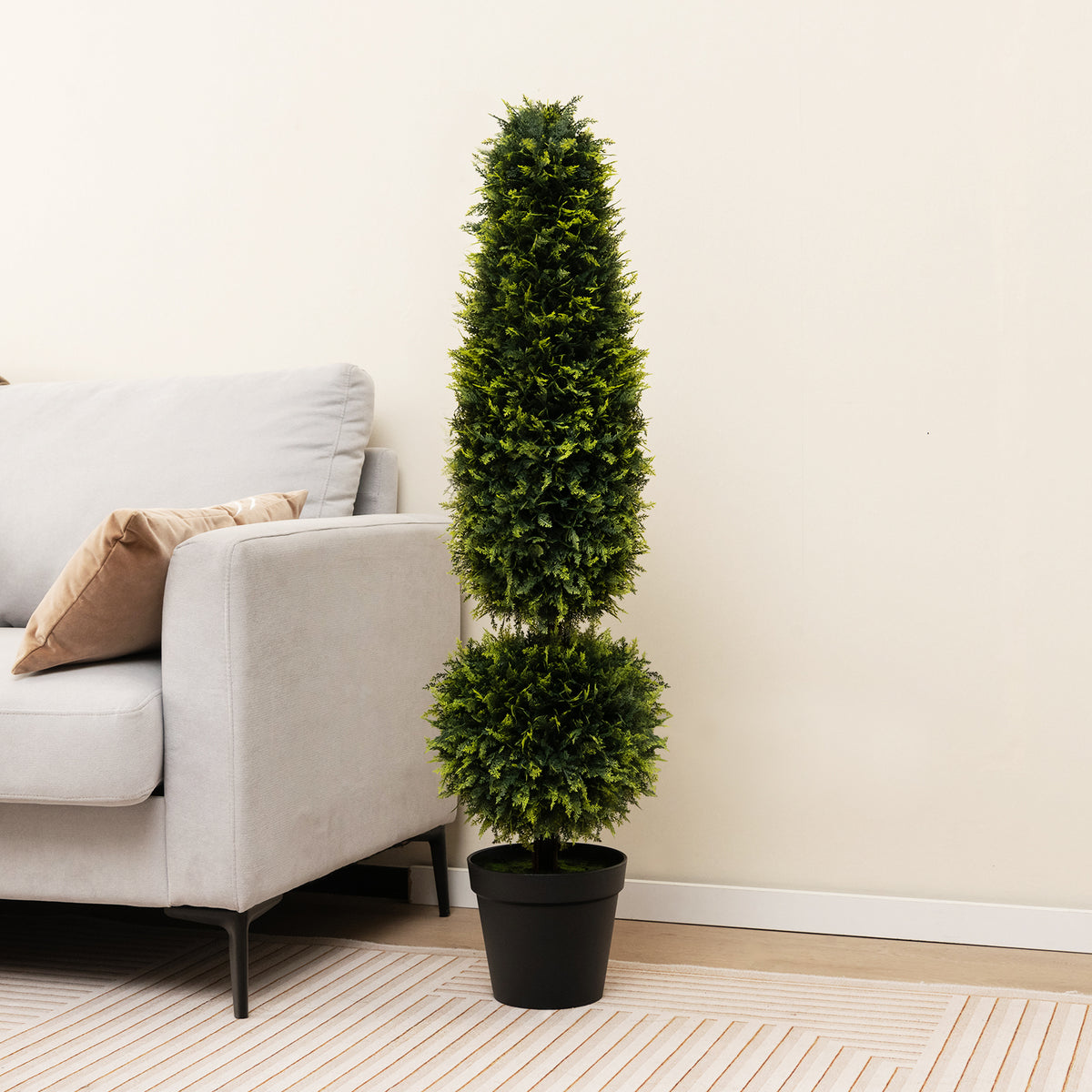 Artificial Boxwood Topiary Tree with Vines - 4 Feet Outdoor Decor - Green Variation