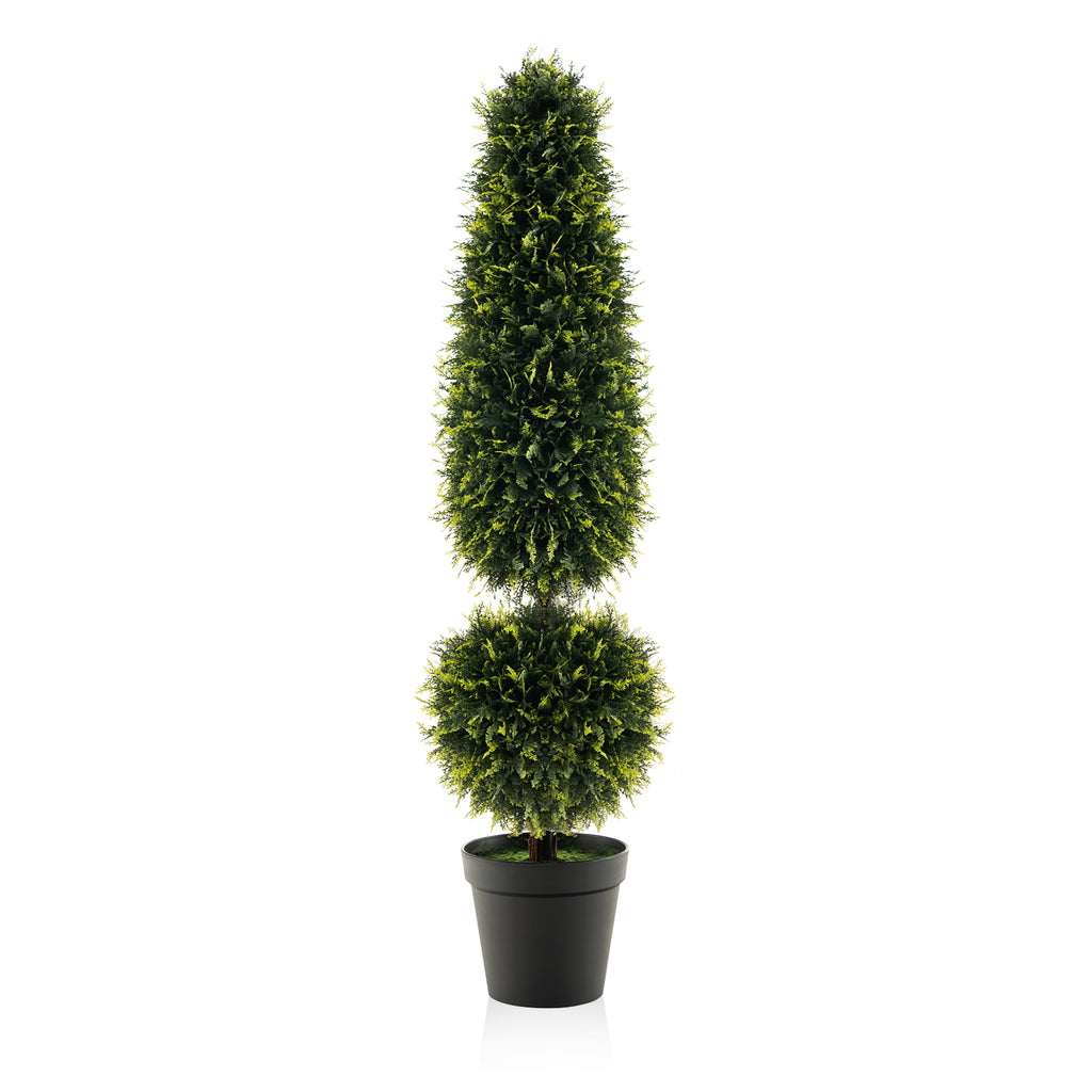 Artificial Boxwood Topiary Tree with Vines - 4 Feet Outdoor Decor - Green Variation
