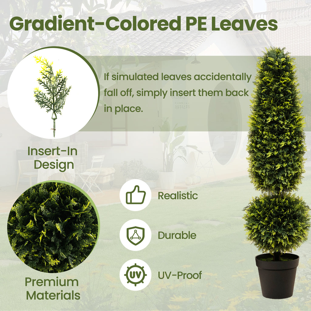 Artificial Boxwood Topiary Tree with Vines - 4 Feet Outdoor Decor - Green Variation