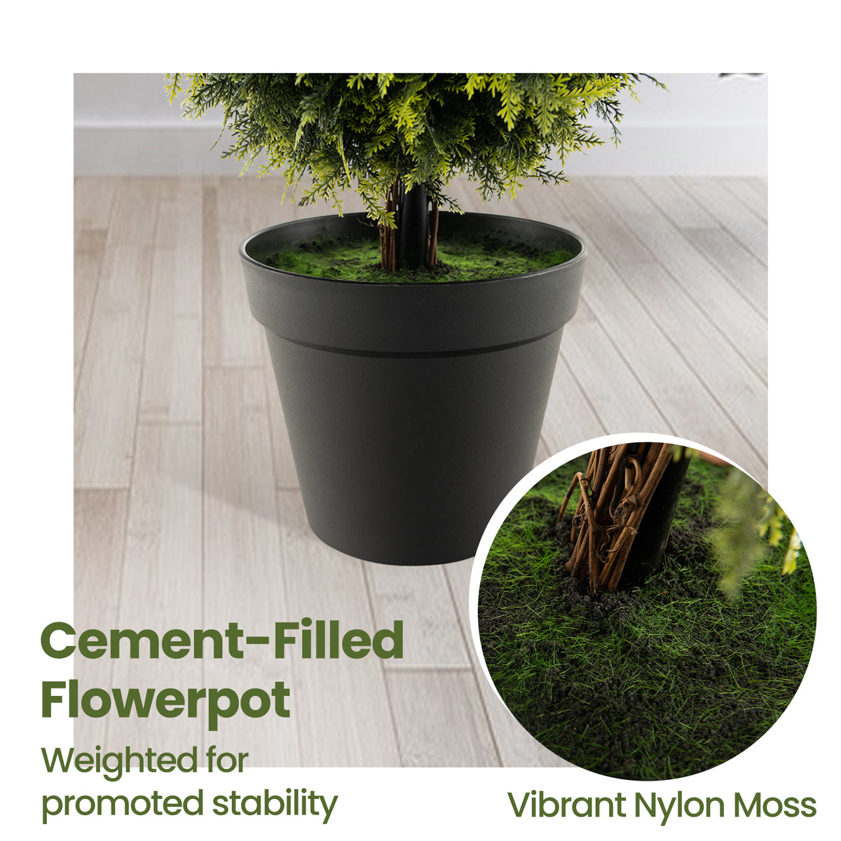 Artificial Boxwood Topiary Tree with Vines - 4 Feet Outdoor Decor - Green Variation