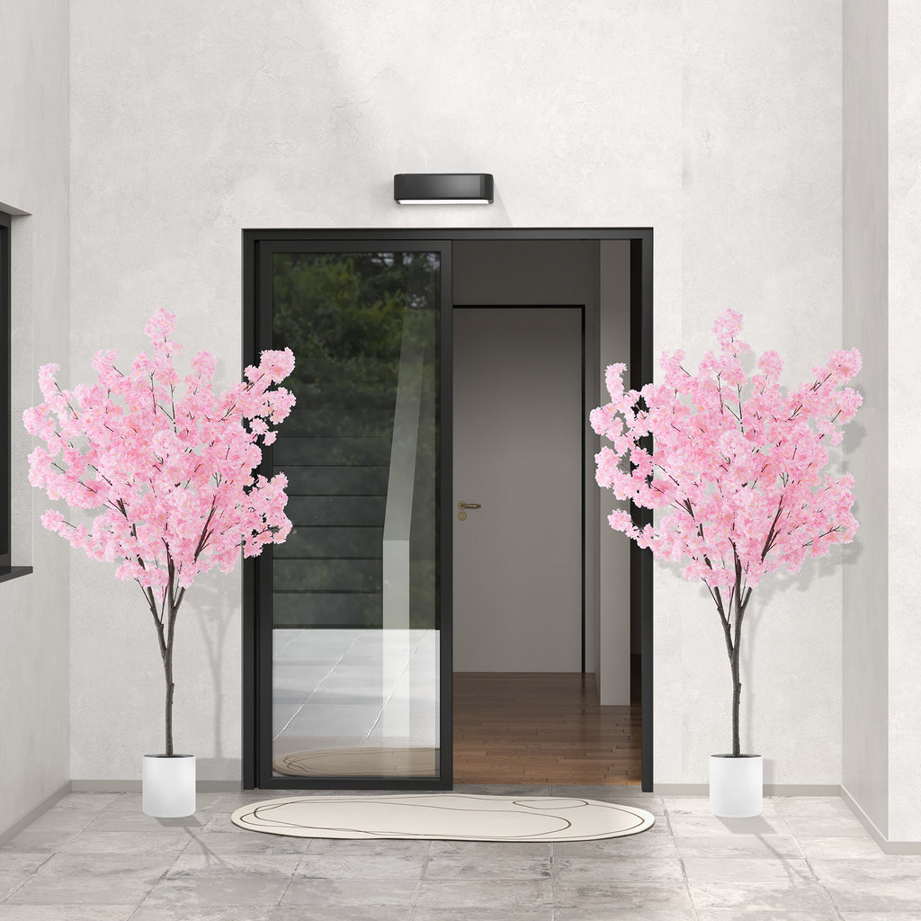 Artificial Cherry Blossom Tree - 6.5 Ft Tall with 900 Pink Flowers - Realistic Indoor Decor - Variation: Cherry Blossom Tree
