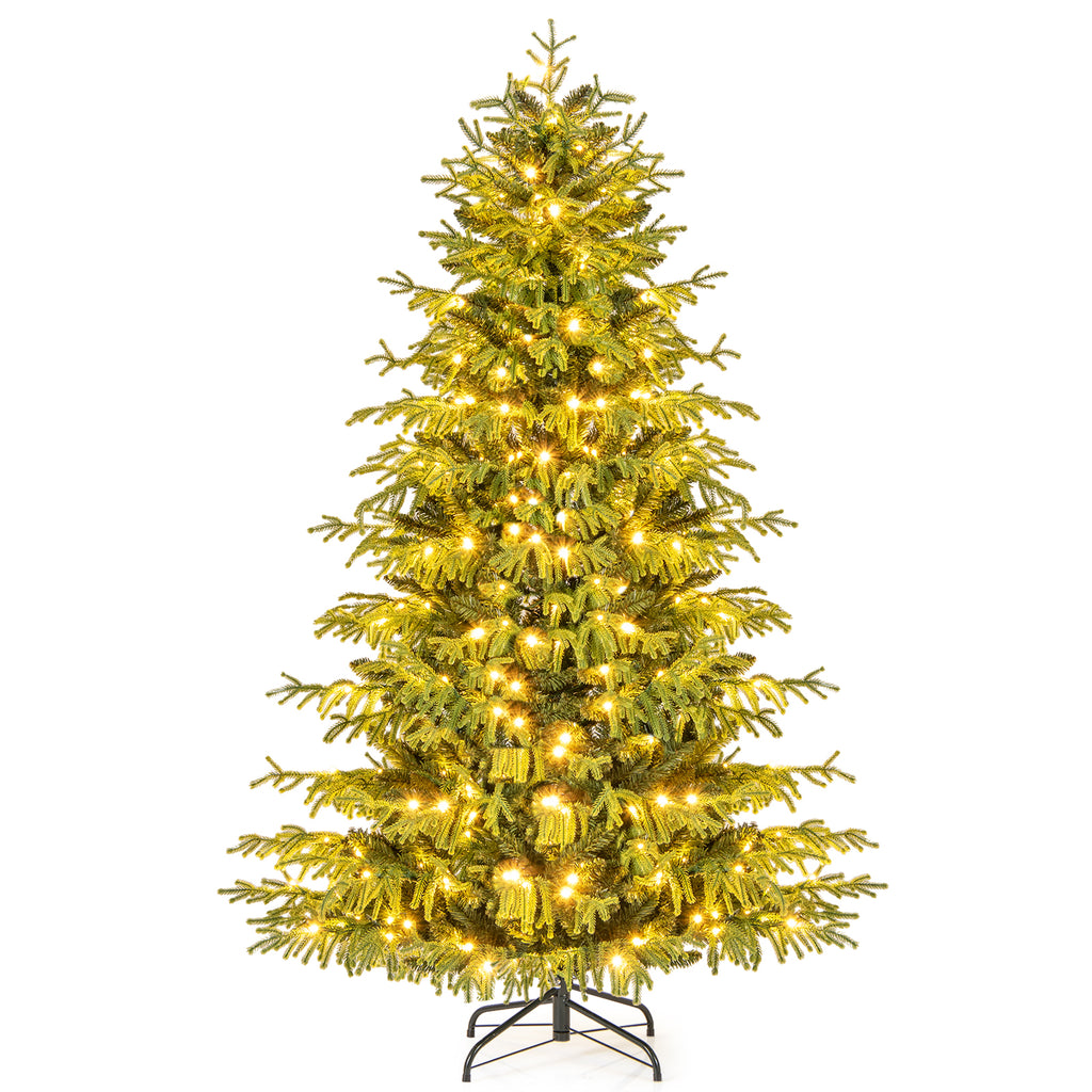 6ft Artificial Christmas Tree with LED Lights and PVC Branch Tips - Costway