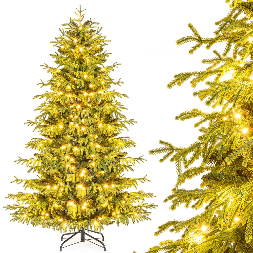 6ft Artificial Christmas Tree with LED Lights and PVC Branch Tips - Costway
