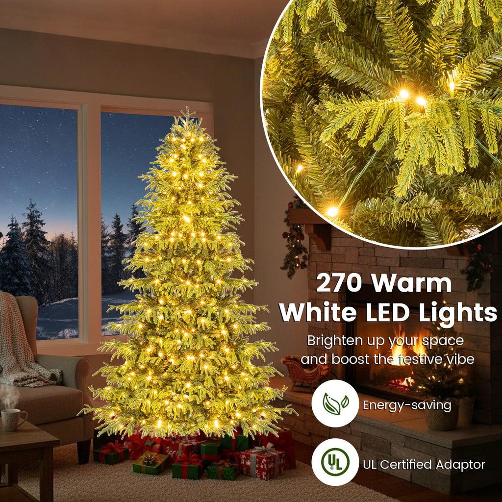 6ft Artificial Christmas Tree with LED Lights and PVC Branch Tips - Costway