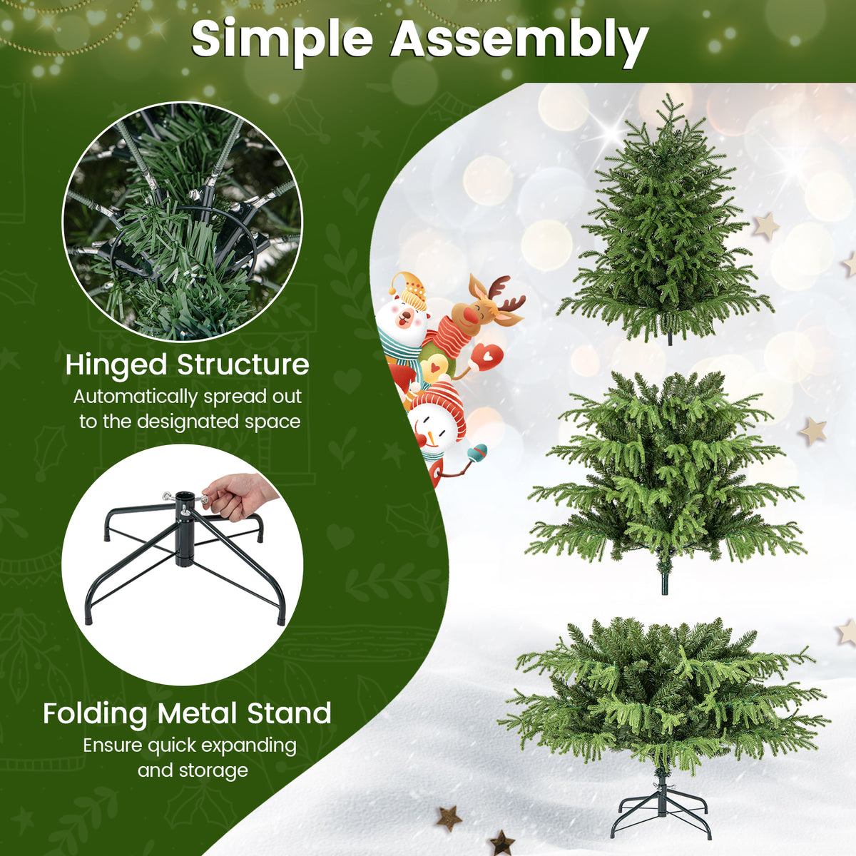 6ft Artificial Christmas Tree with LED Lights and PVC Branch Tips - Costway