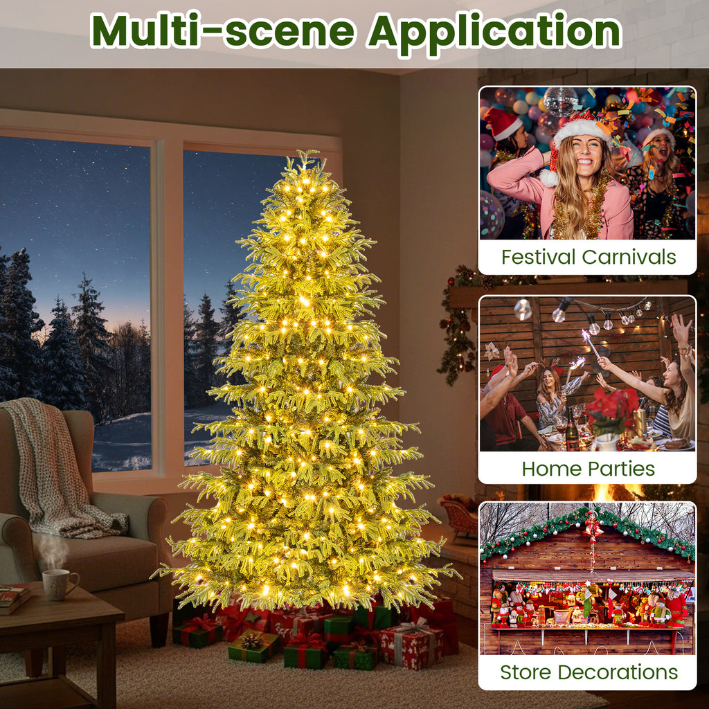 6ft Artificial Christmas Tree with LED Lights and PVC Branch Tips - Costway