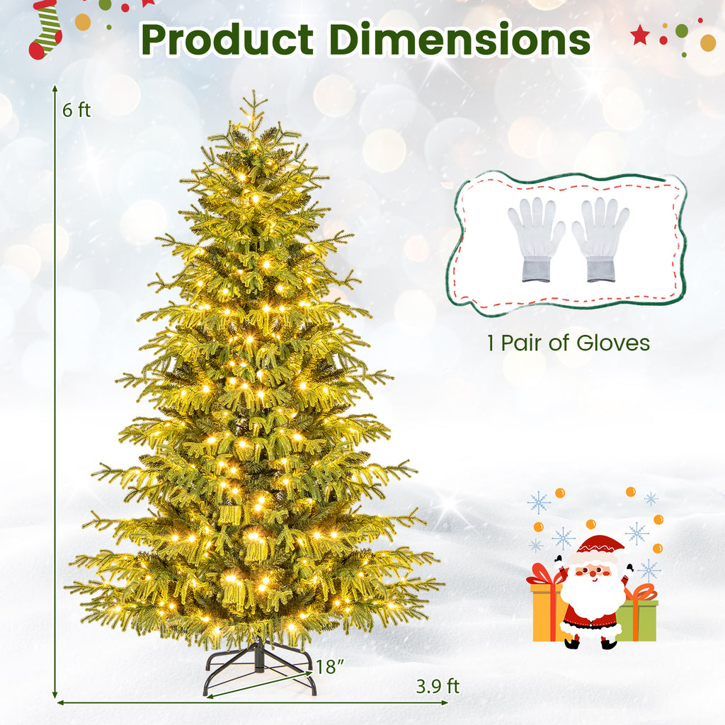 6ft Artificial Christmas Tree with LED Lights and PVC Branch Tips - Costway