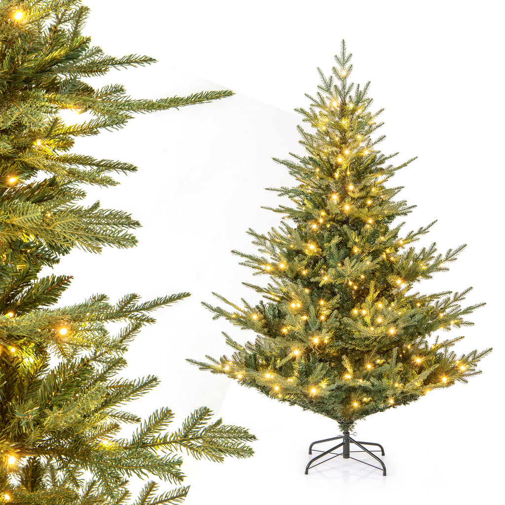 6/7 Feet Artificial Christmas Tree with Branch Tips & Warm White LED Lights