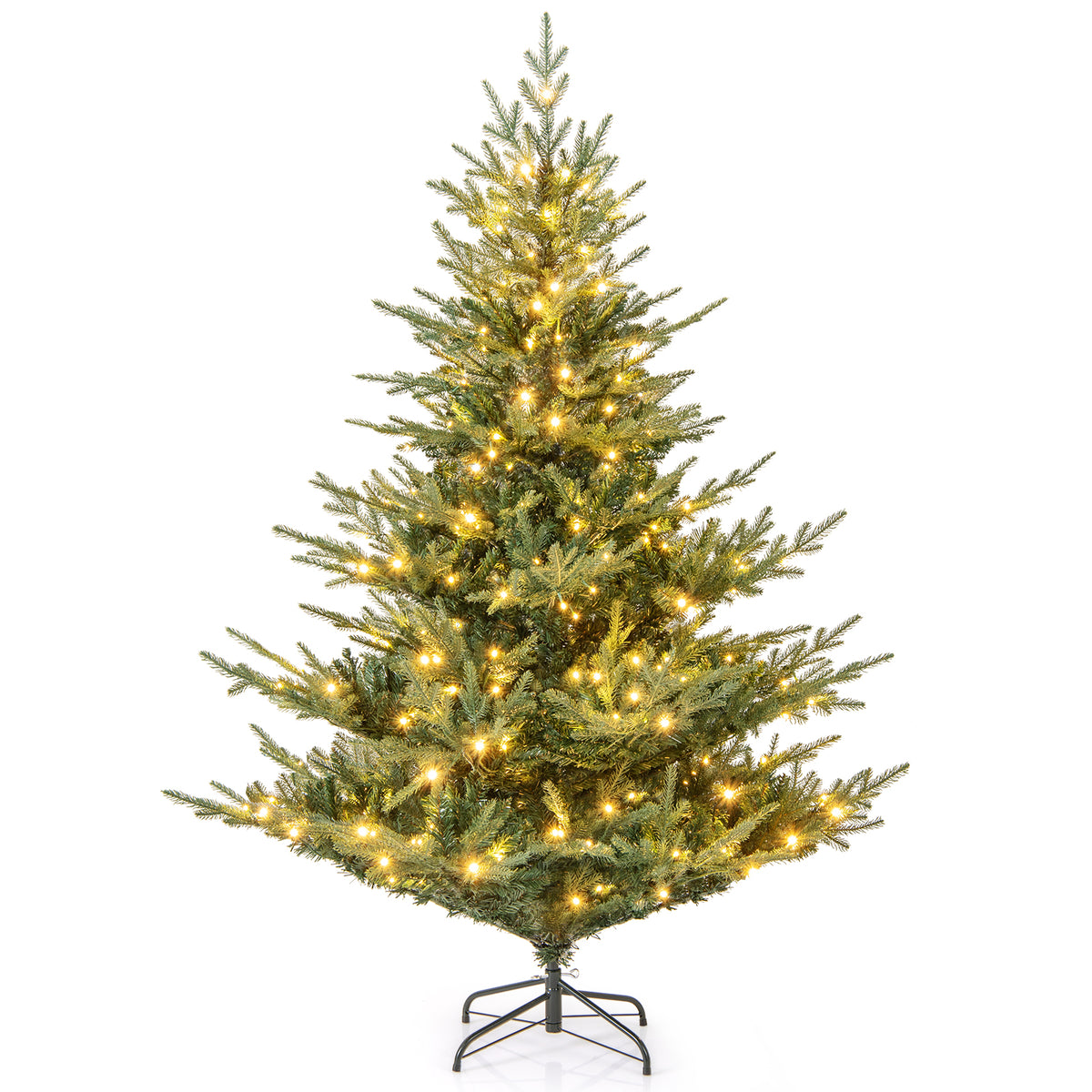 6/7 Feet Artificial Christmas Tree with Branch Tips & Warm White LED Lights