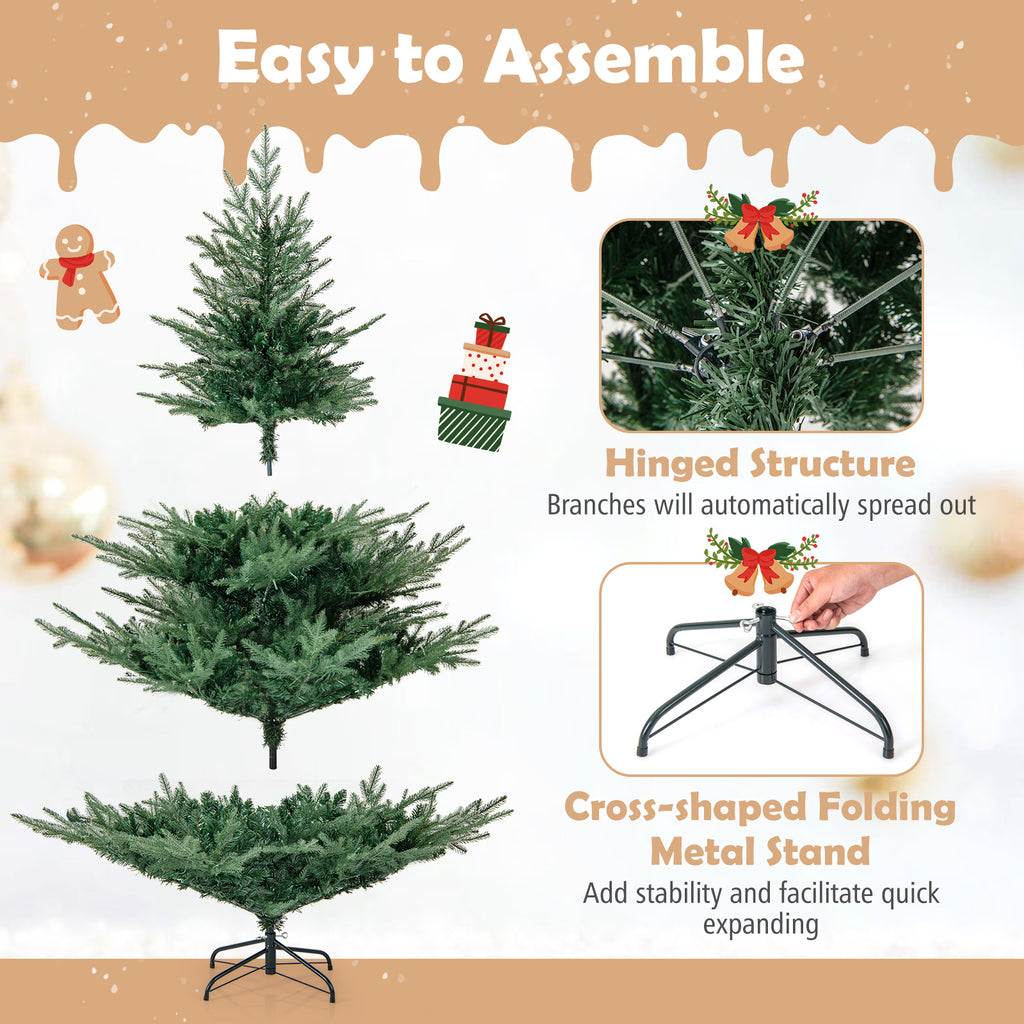 6/7 Feet Artificial Christmas Tree with Branch Tips & Warm White LED Lights
