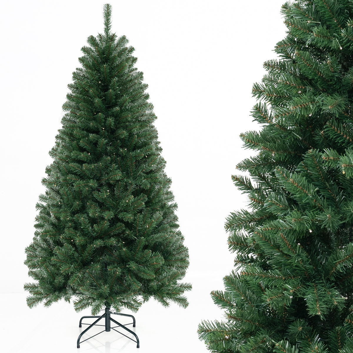 Green 6ft Artificial Christmas Tree with 568 Branch Tips & Warm White LED Lights