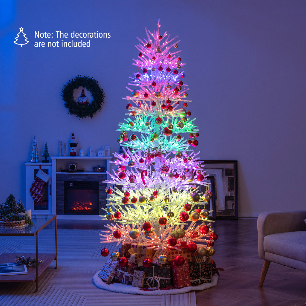 7 FT Artificial Pre-lit Christmas Tree with 820 Coral Branch Tips & 17 Lighting Effects
