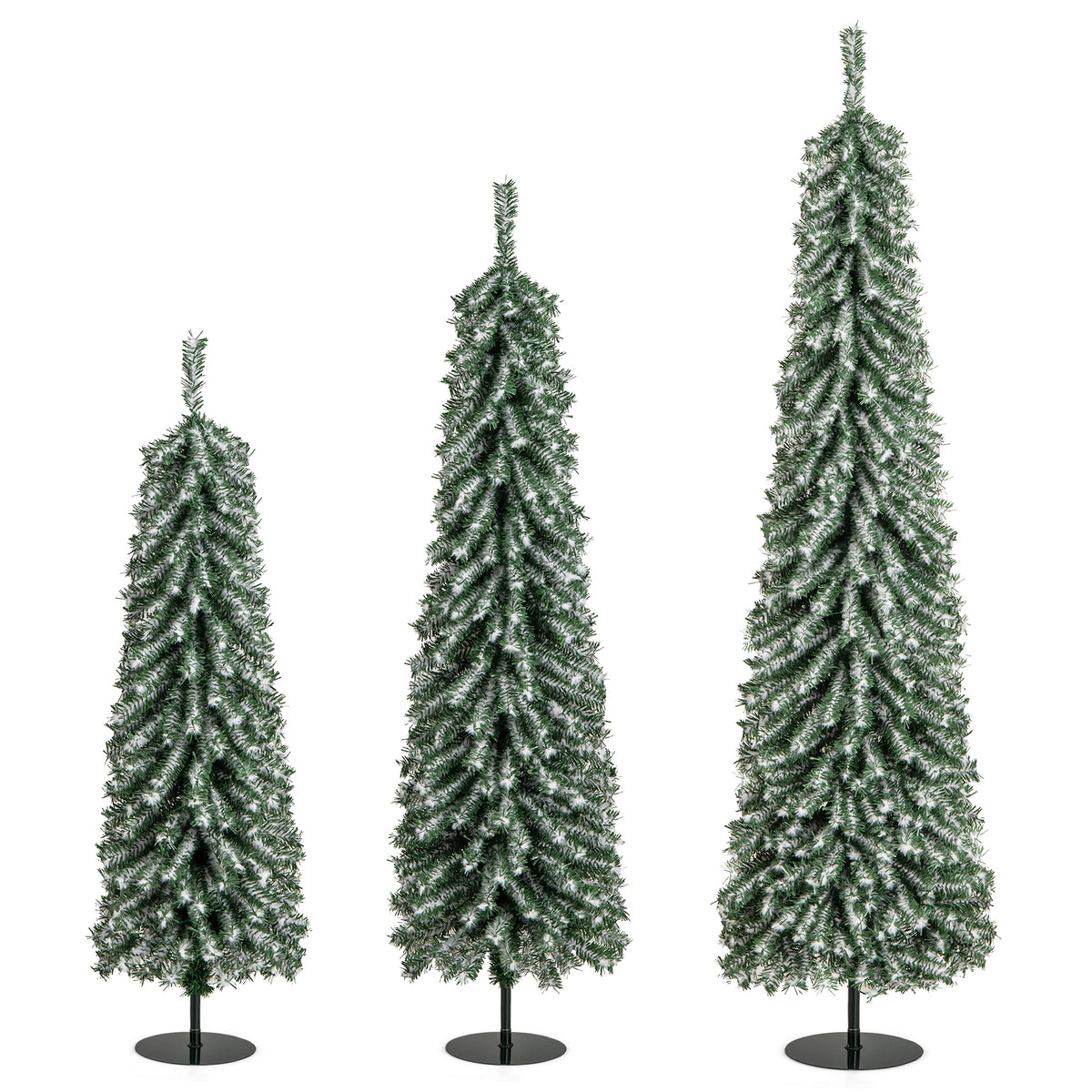 Prelit 4/5/6 Feet Artificial Christmas Tree Set of 3 with Snow & Cotton Variation