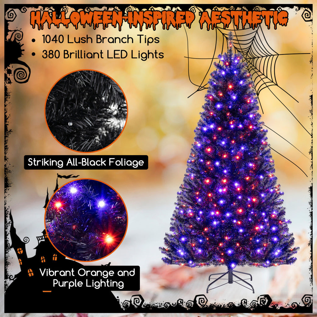 7 ft Artificial Christmas Tree with 6 Lighting Modes & Spooky Sounds — Halloween & Holiday Decor