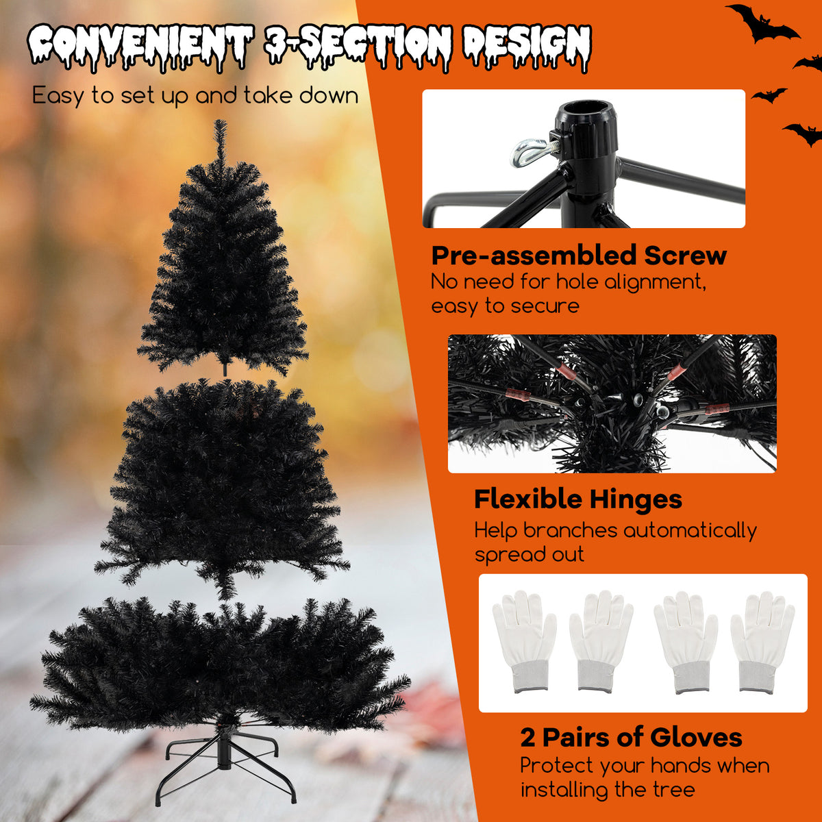 7 ft Artificial Christmas Tree with 6 Lighting Modes & Spooky Sounds — Halloween & Holiday Decor