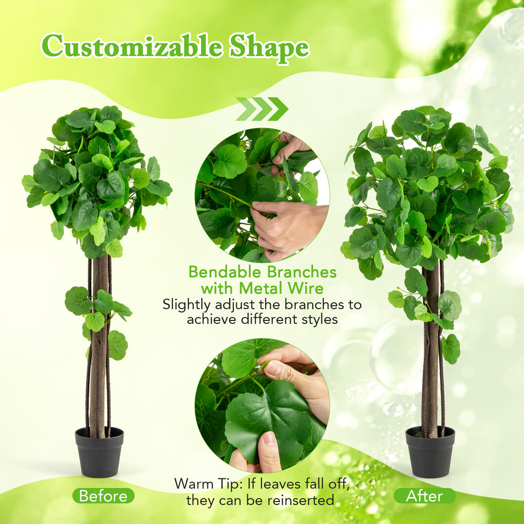 44 Inch Artificial Crabapple Tree with Adjustable Branches for Home Decor