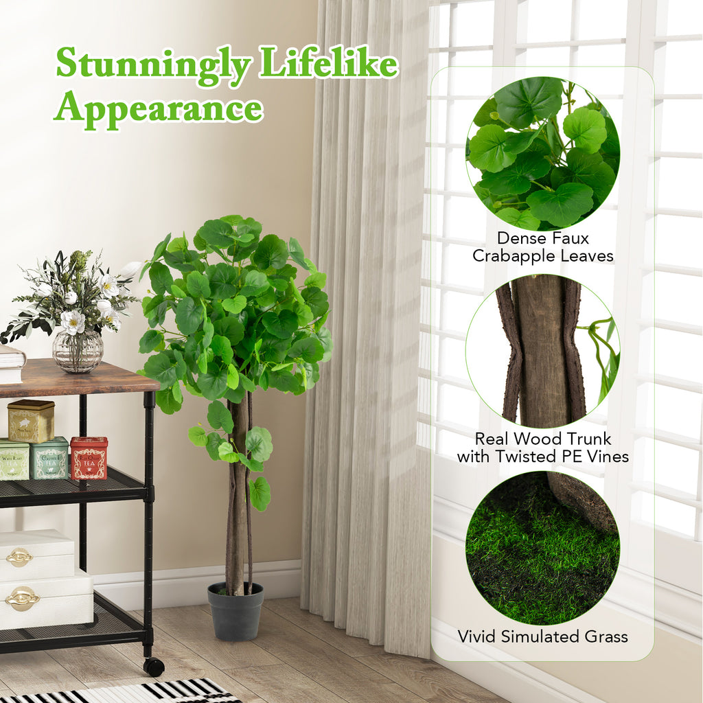 44 Inch Artificial Crabapple Tree with Adjustable Branches for Home Decor