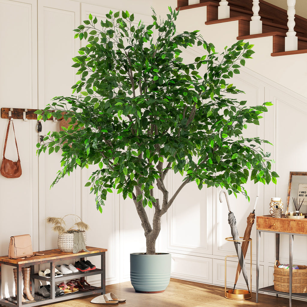 8.2 Ft Tall Artificial Ficus Tree with Dense Leaves - Faux Greenery Indoor Plant