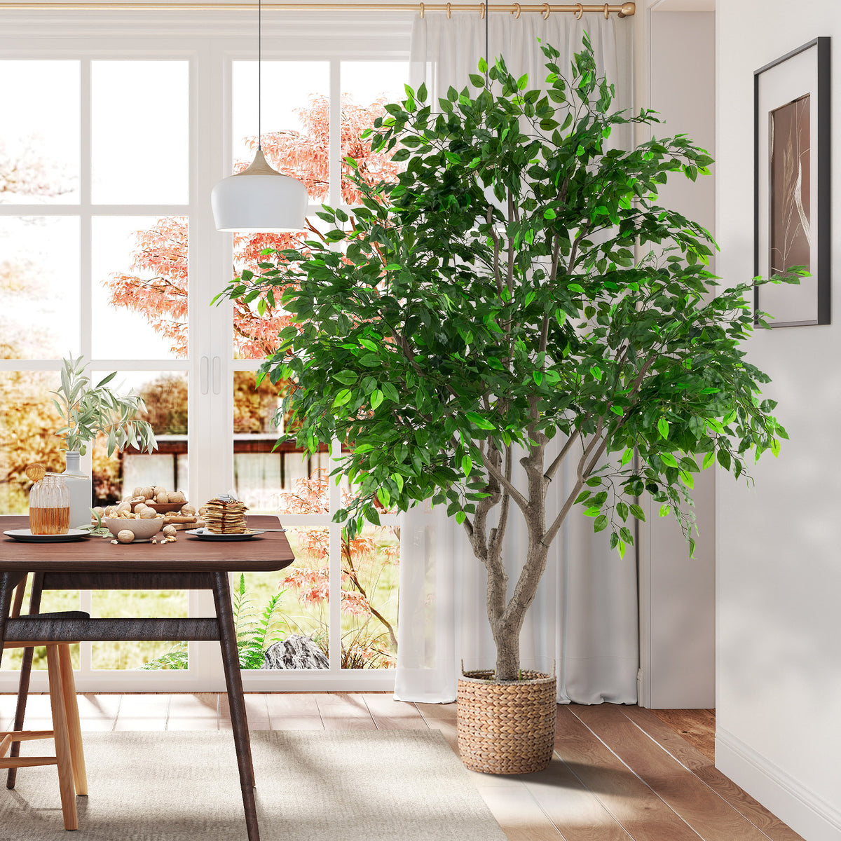8.2 Ft Tall Artificial Ficus Tree with Dense Leaves - Faux Greenery Indoor Plant