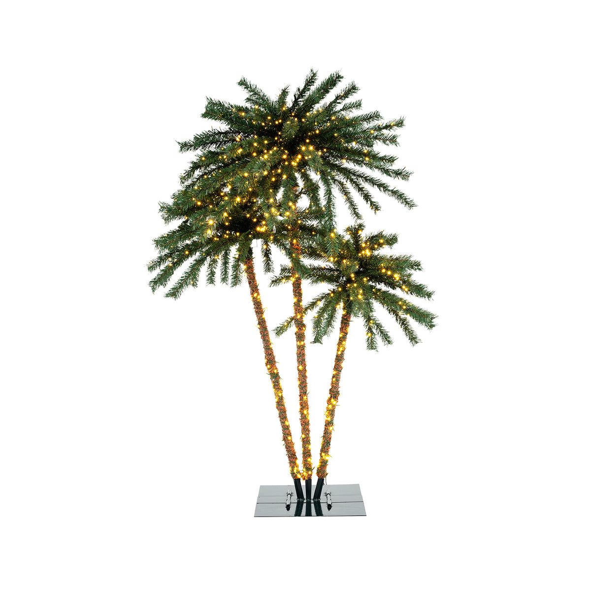 Artificial Lighted Palm Tree with Metal Base - 157 Branch Tips, 930 Warm White LEDs - Variation of This Listing