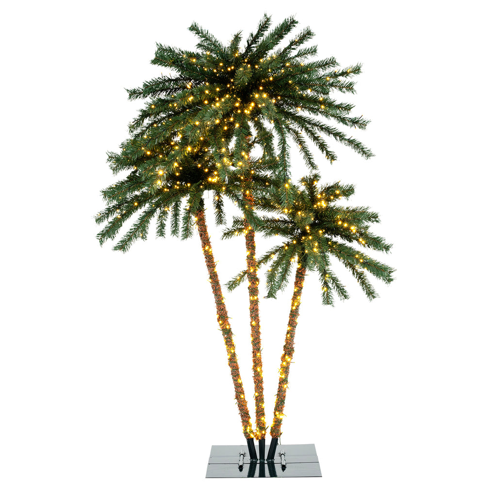 Artificial Lighted Palm Tree with Metal Base - 157 Branch Tips, 930 Warm White LEDs - Variation of This Listing