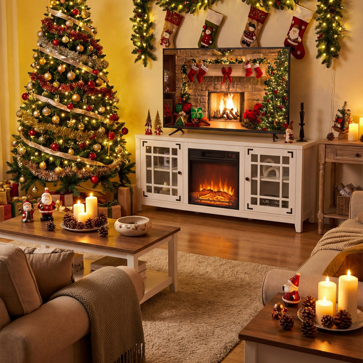 6 Ft Artificial PVC Christmas Tree with Metal Stand - Easy Setup Indoor Outdoor Holiday Decor
