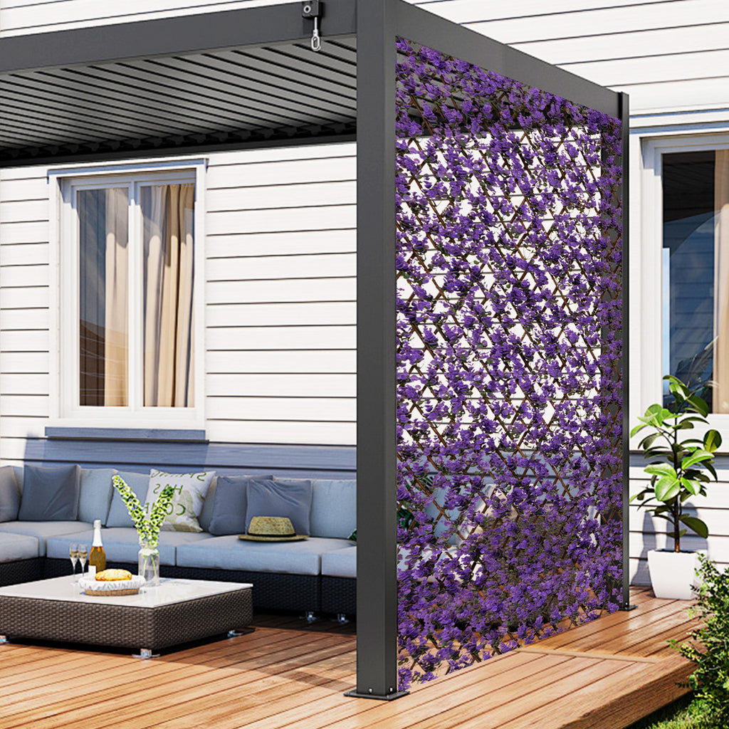 Decorative Faux Purple Eucalyptus Fence Panel with Willow Frame for Balcony Patio - Variation: Purple Eucalyptus