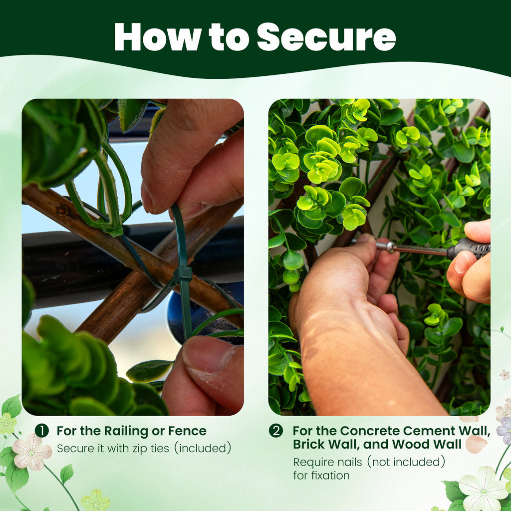 Green Eucalyptus Privacy Fence Screen with Sun-Protective Faux Hedge for Balcony & Patio