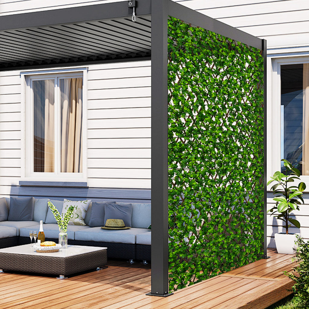 Green Eucalyptus Privacy Fence Screen with Sun-Protective Faux Hedge for Balcony & Patio