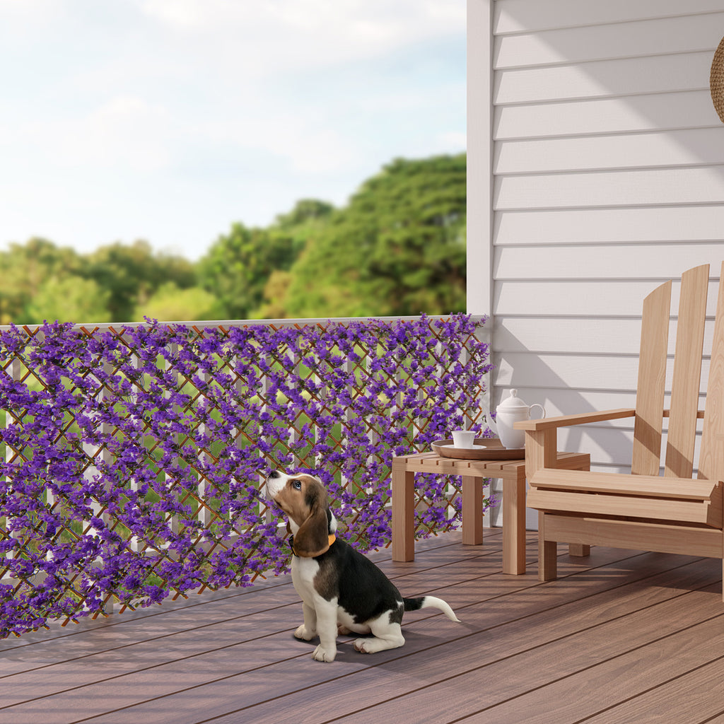 Decorative Faux Purple Eucalyptus Fence Panel with Willow Frame for Balcony Patio - Variation: Purple Eucalyptus