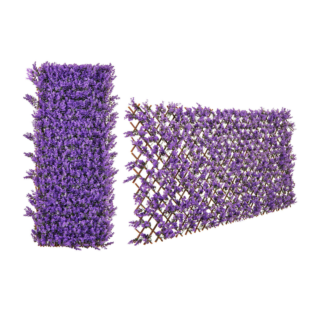 Decorative Faux Purple Eucalyptus Fence Panel with Willow Frame for Balcony Patio - Variation: Purple Eucalyptus