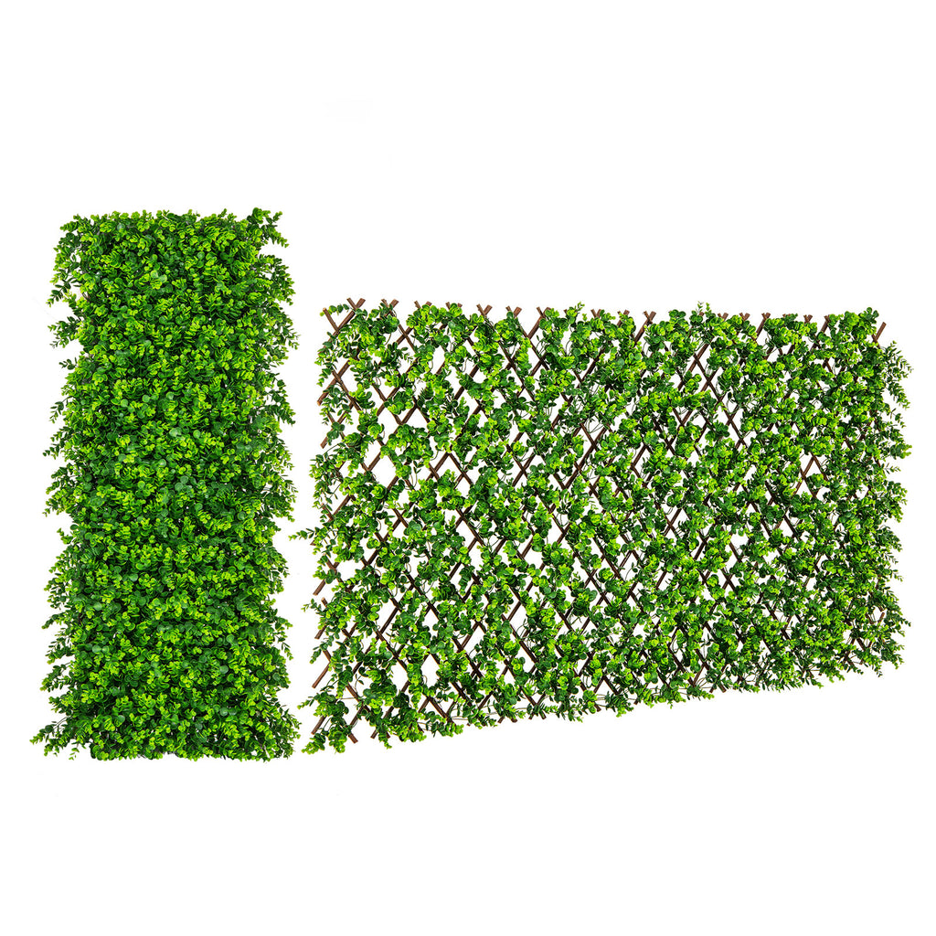 Decorative Faux Purple Eucalyptus Fence Panel with Willow Frame for Balcony Patio - Variation: Purple Eucalyptus