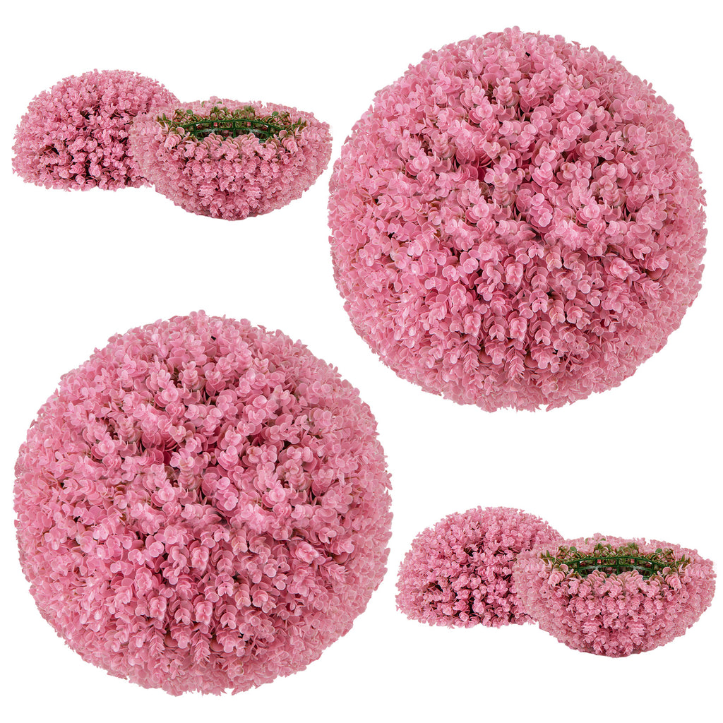 Pink Faux Eucalyptus Decorative Balls - 17.5 Inch 2-Pack with 7-Layer Leaves