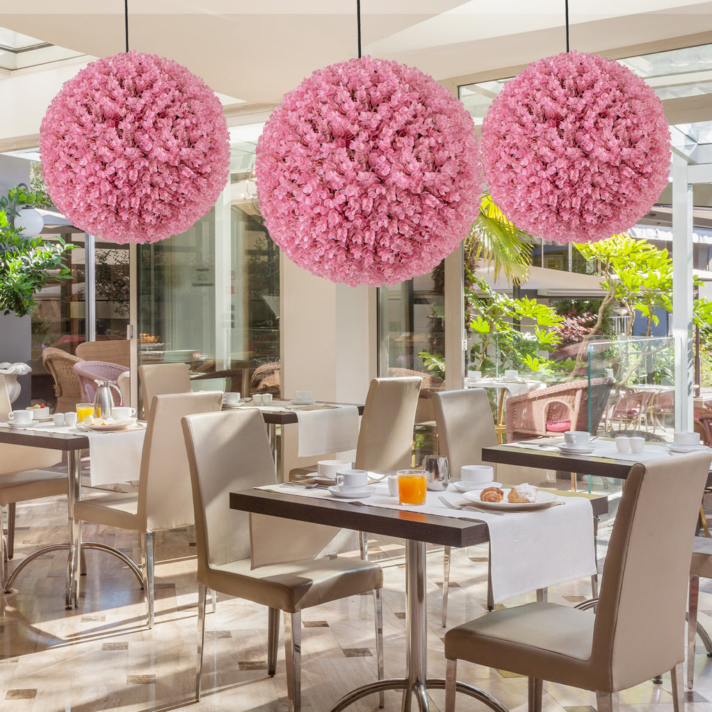Pink Faux Eucalyptus Decorative Balls - 17.5 Inch 2-Pack with 7-Layer Leaves