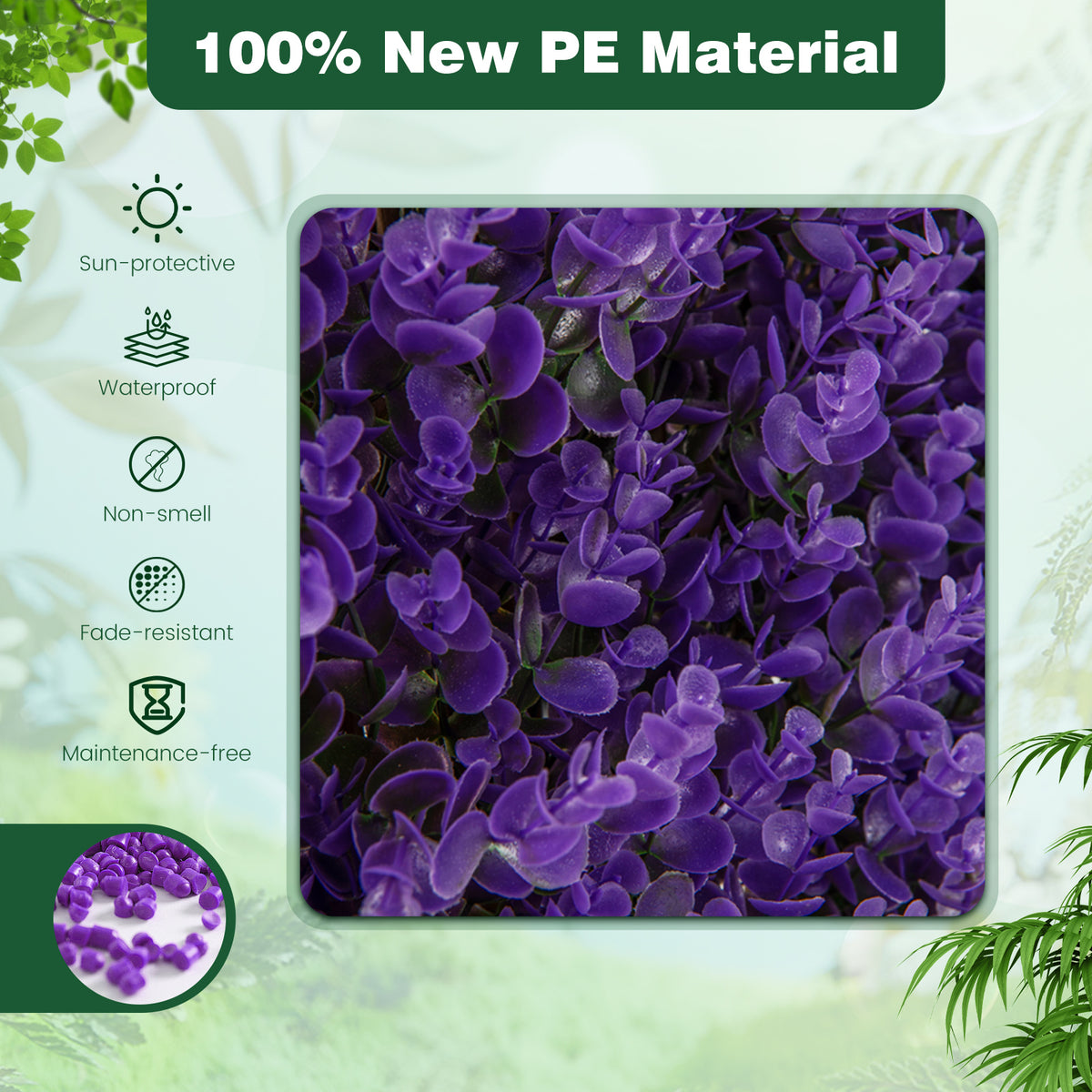Decorative Faux Purple Eucalyptus Fence Panel with Willow Frame for Balcony Patio - Variation: Purple Eucalyptus