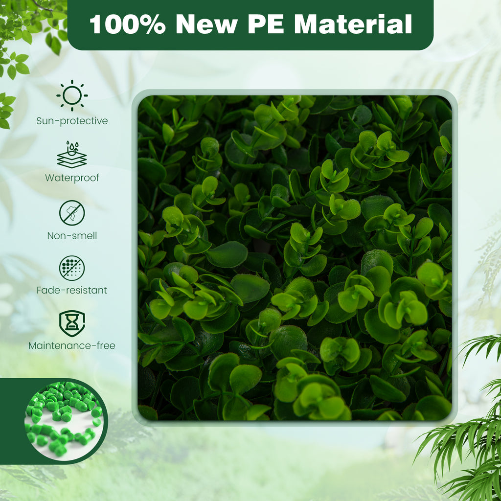 Green Eucalyptus Privacy Fence Screen with Sun-Protective Faux Hedge for Balcony & Patio
