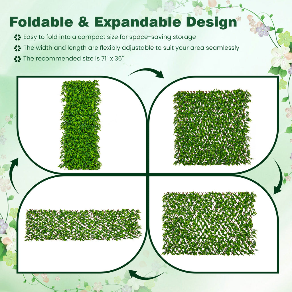 Green Eucalyptus Privacy Fence Screen with Sun-Protective Faux Hedge for Balcony & Patio