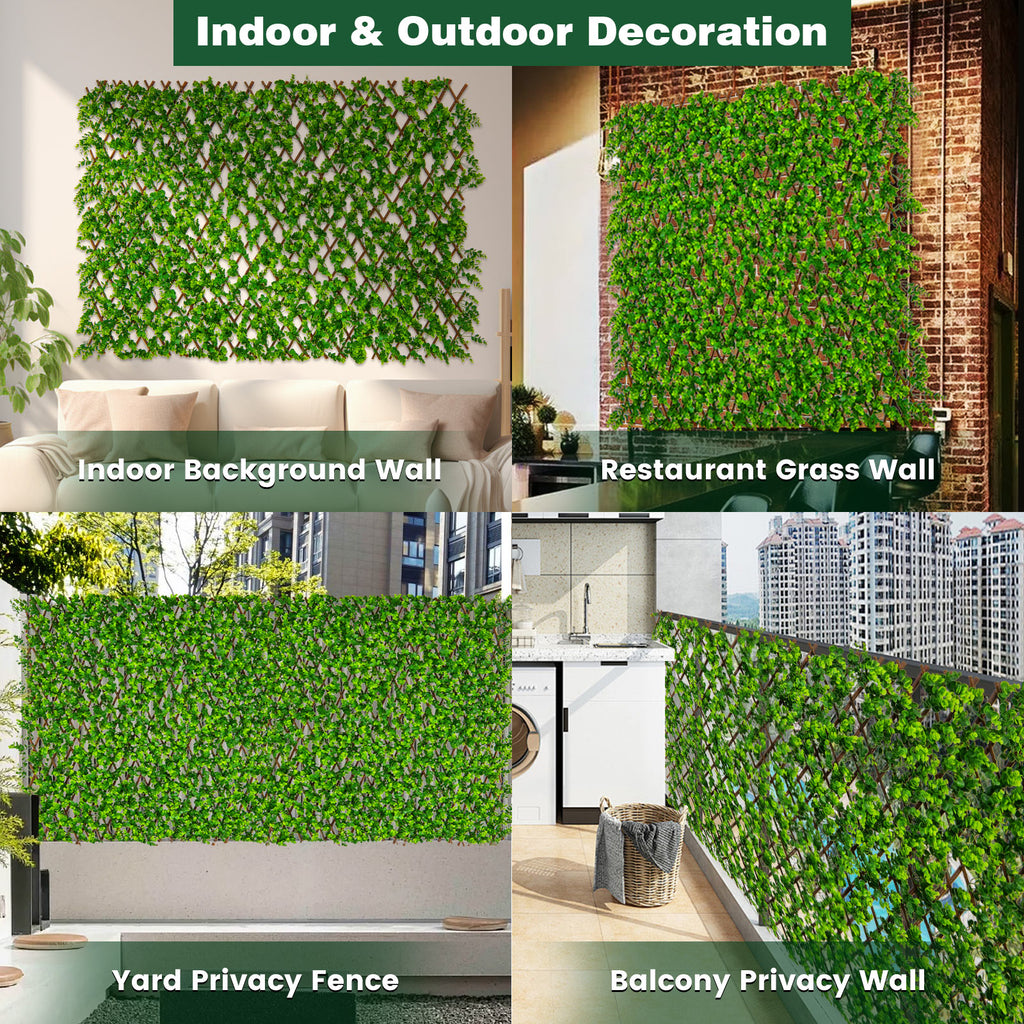 Green Eucalyptus Privacy Fence Screen with Sun-Protective Faux Hedge for Balcony & Patio