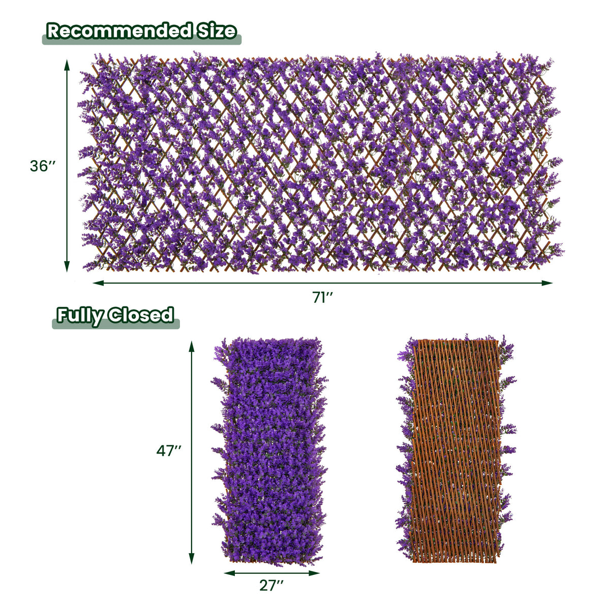 Decorative Faux Purple Eucalyptus Fence Panel with Willow Frame for Balcony Patio - Variation: Purple Eucalyptus