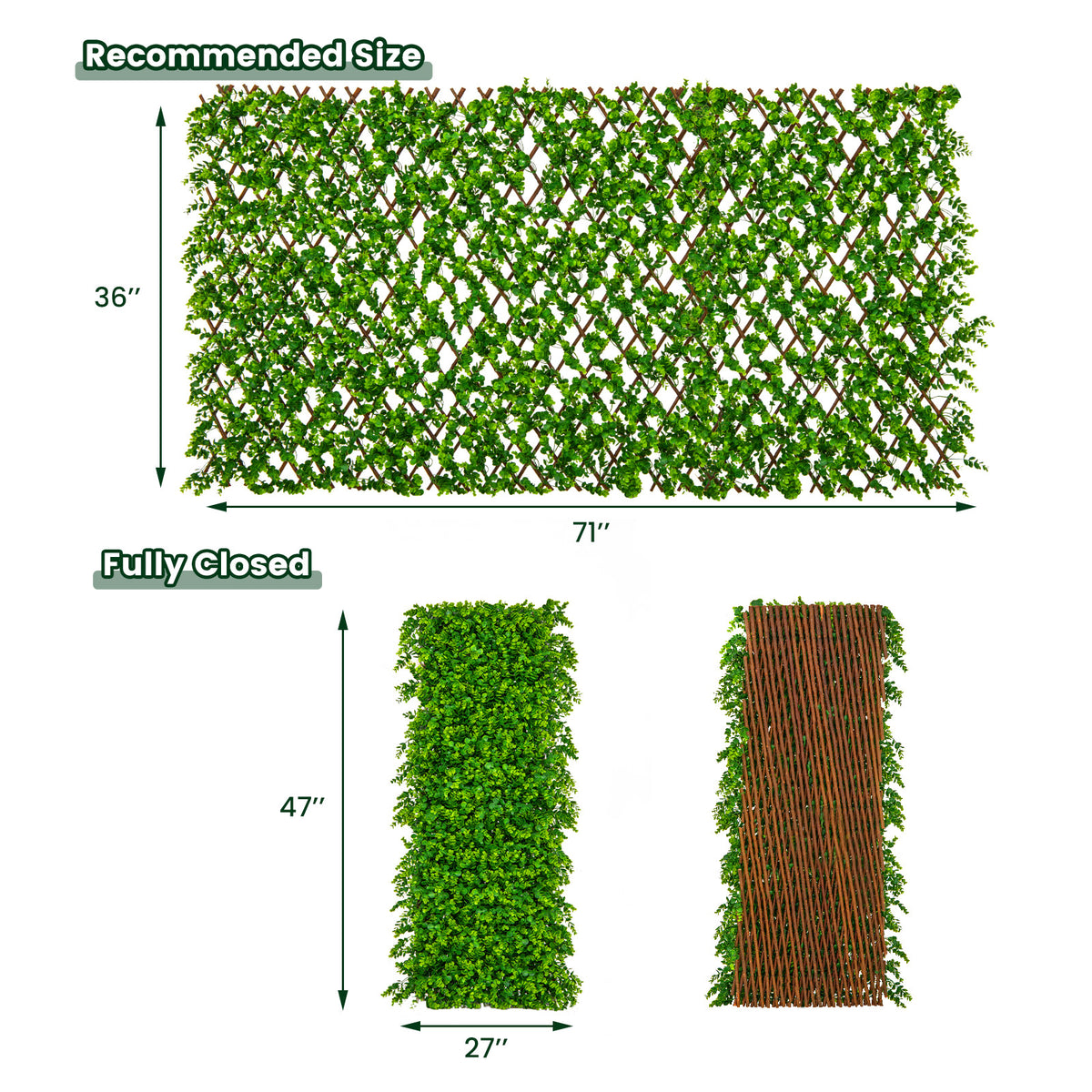 Green Eucalyptus Privacy Fence Screen with Sun-Protective Faux Hedge for Balcony & Patio