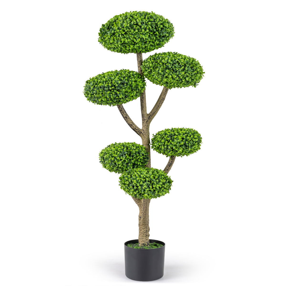 Indoor Outdoor Topiary Tree with Realistic Trunk and Cement Base - 1 Piece