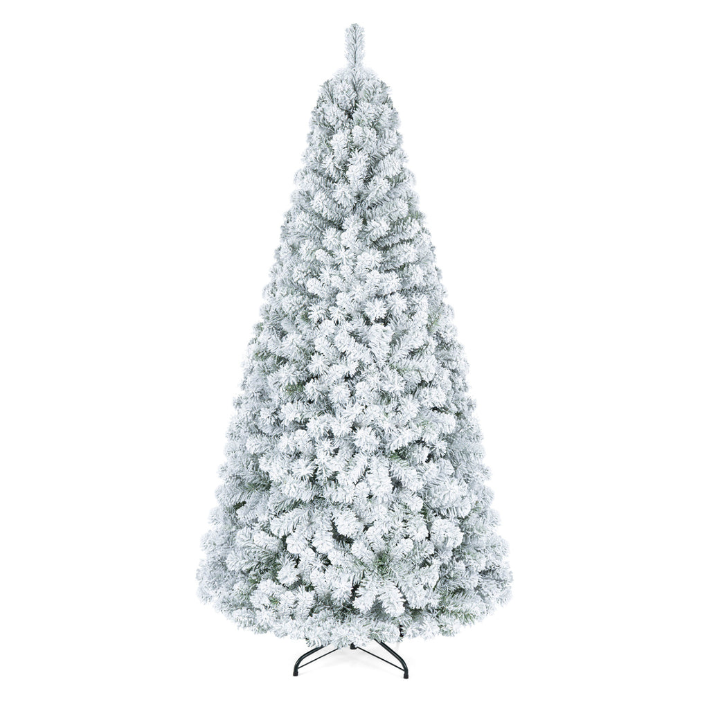 Artificial Snow-Flocked Christmas Tree - 6 Ft with Full Branch Tips - Costway