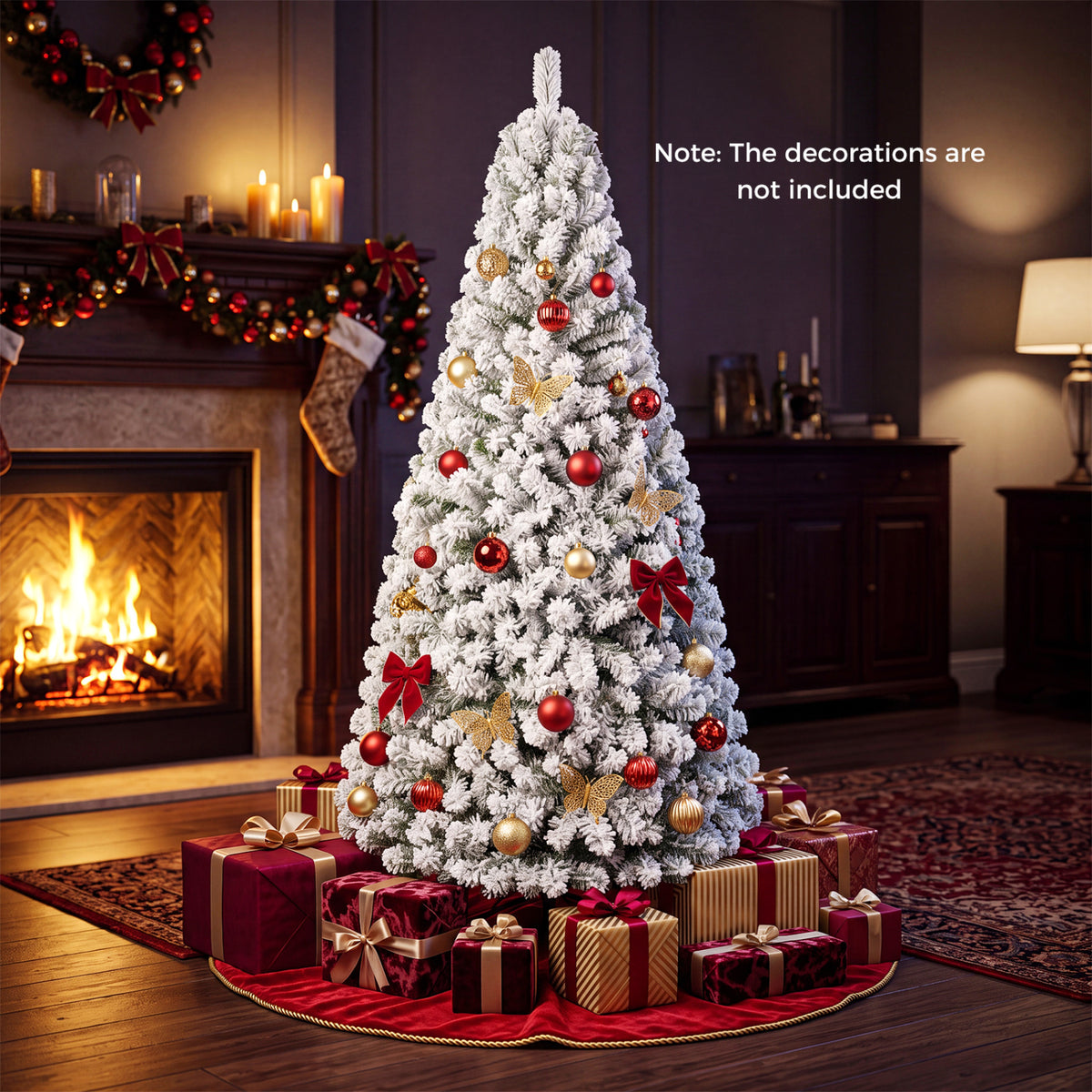 Artificial Snow-Flocked Christmas Tree - 6 Ft with Full Branch Tips - Costway