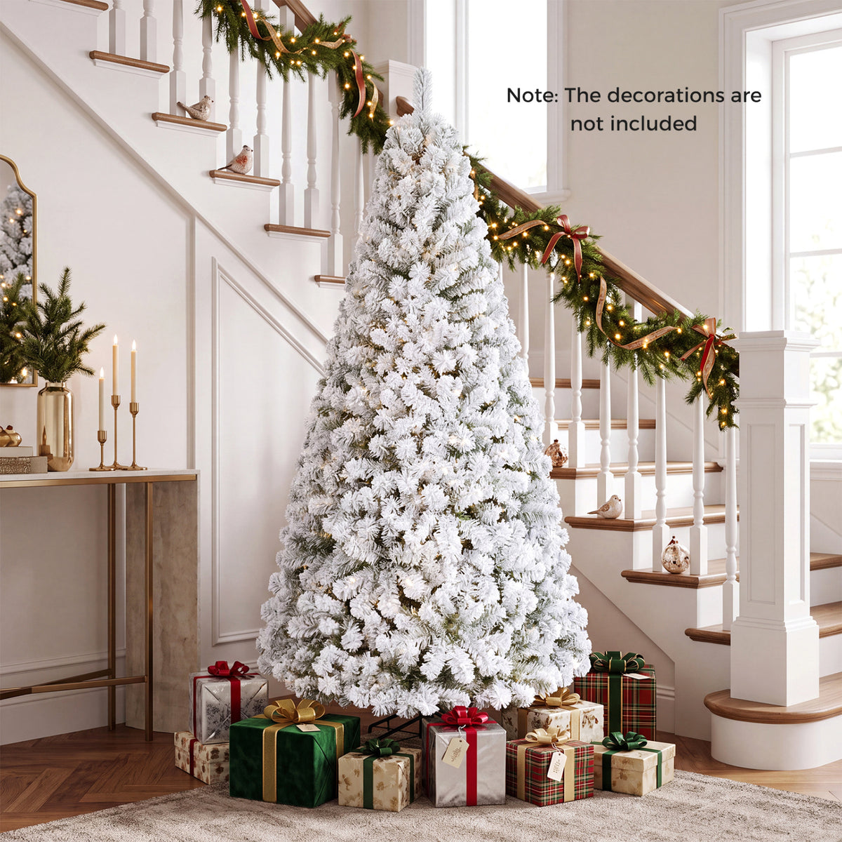 Artificial Snow-Flocked Christmas Tree - 6 Ft with Full Branch Tips - Costway