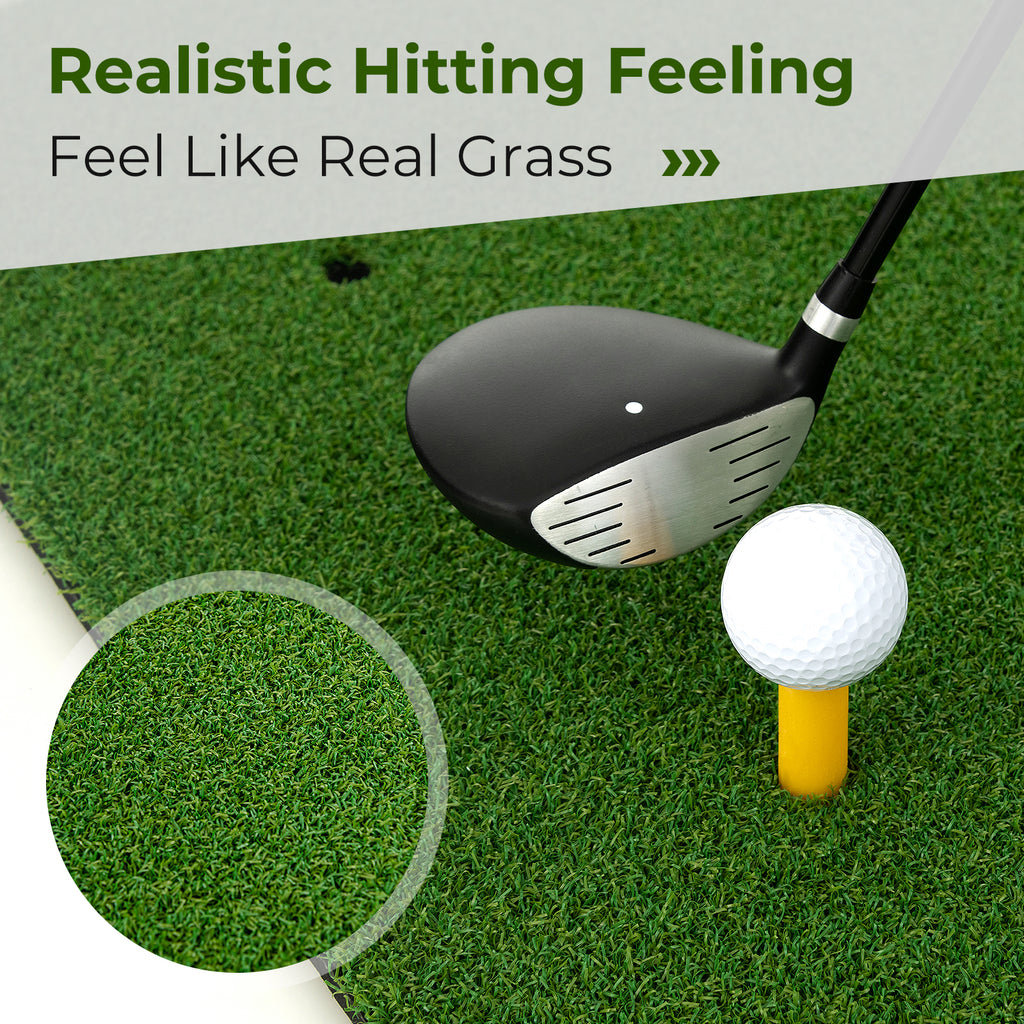 3 x 5 Feet Golf Practice Mat with Tee Holders & Alignment Sticks - Indoor Outdoor Training