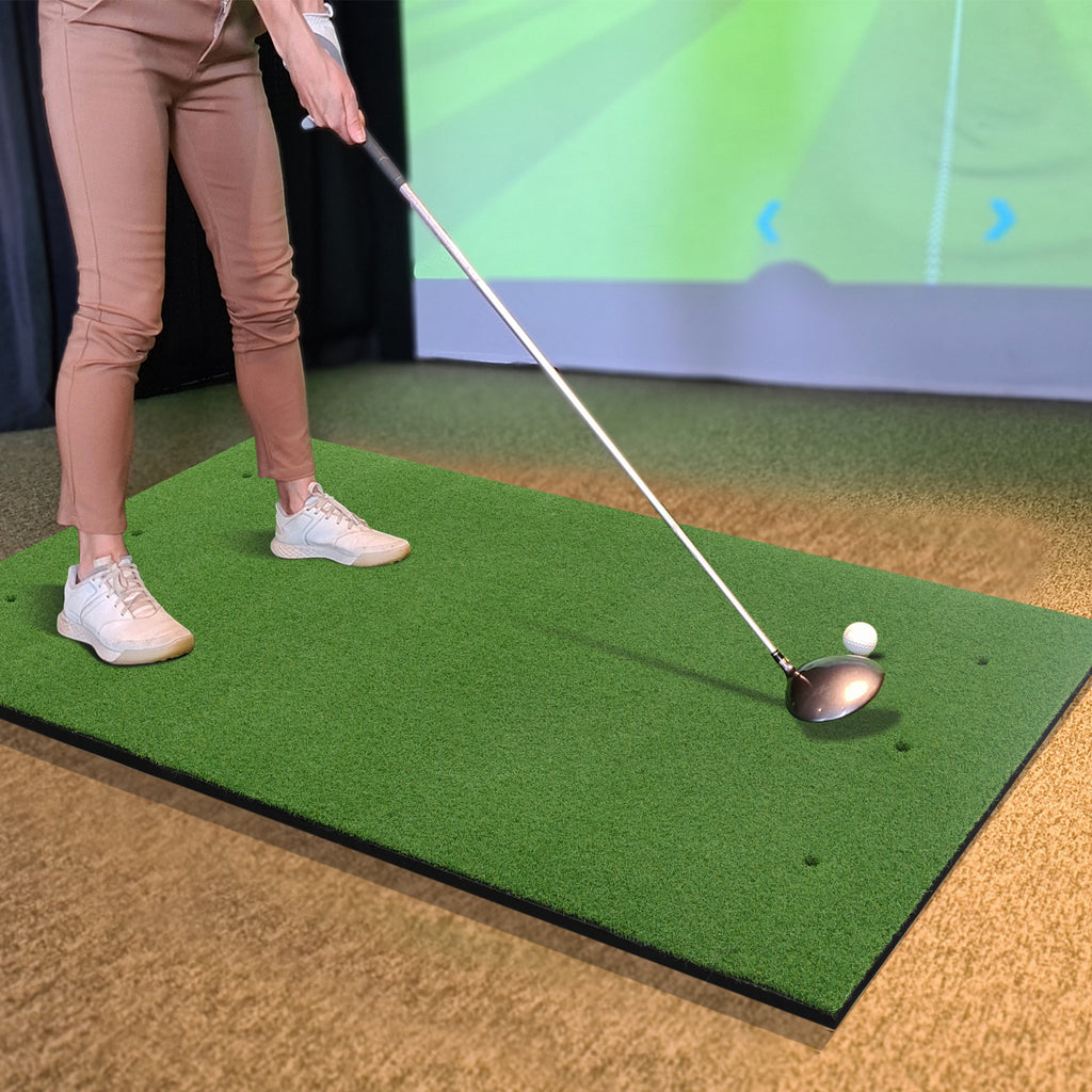 3 x 5 Feet Golf Practice Mat with Tee Holders & Alignment Sticks - Indoor Outdoor Training
