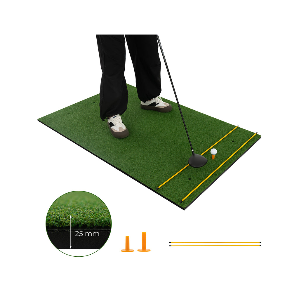 3 x 5 Feet Golf Practice Mat with Tee Holders & Alignment Sticks - Indoor Outdoor Training