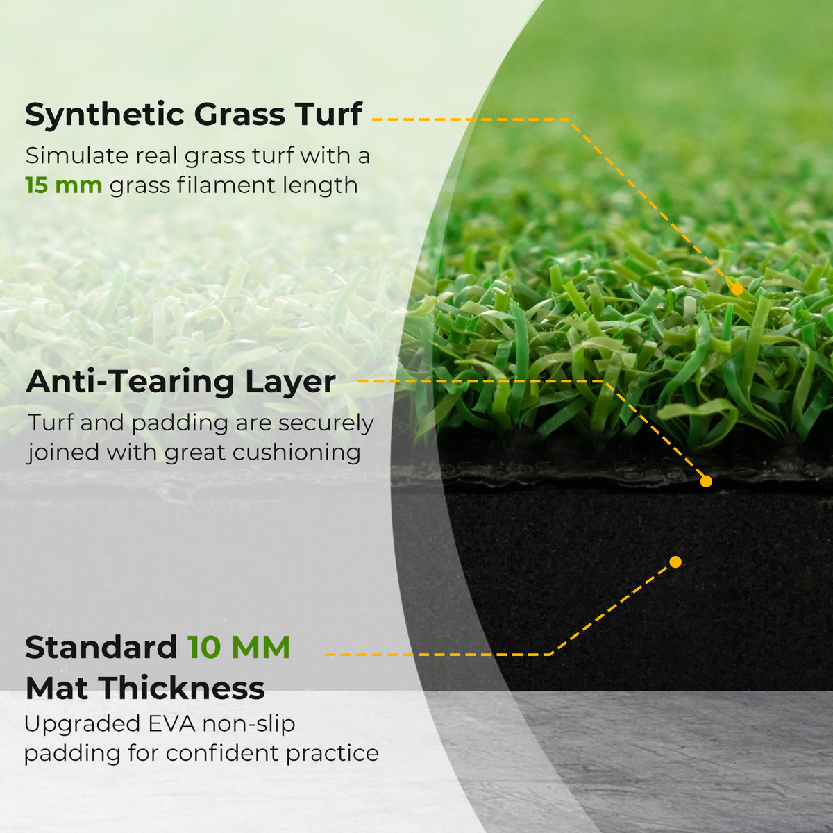 3 x 5 Feet Golf Practice Mat with Tee Holders & Alignment Sticks - Indoor Outdoor Training