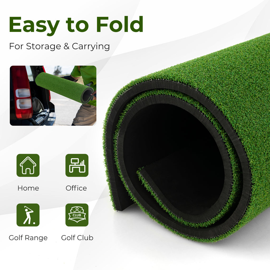 3 x 5 Feet Golf Practice Mat with Tee Holders & Alignment Sticks - Indoor Outdoor Training